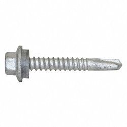 ITW CCNA 1428000 Self Drilling Screw, Imperial, #12-14 Diameter - Thread Size, 1-1/2 in Overall Length, Hex Washer Head, External Hex Drive, Carbon Steel, Climaseal, Tex Point, Grade C1022, 5/16 in Drive