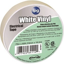 Intertape ipg® 5426002 Electrical Tape, 60 ft Length, 2 in Width, 7 mil Thickness, rubber Adhesive, PVC Backing, White