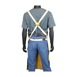 Ironcat® 7010/36 Welding Apron, 36 in L x 24 in W, Kevlar®/Leather, Yellow, Buckle Closure, 2 Pockets, Sewn Seam