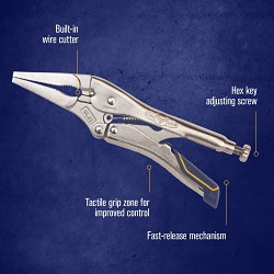 Irwin® VISE-GRIP® New Fast Release™ IRHT82582 Locking Plier With Wire Cutter, Long Nose Alloy Steel Jaw