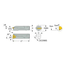 Iscar Iscar 3600007 Screw lock boring bar, 0.394 in Minimum Bore Dia, 5 in Overall Length