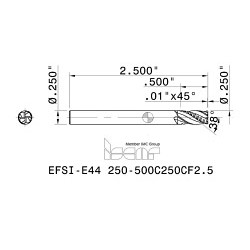 Iscar Iscar 5622712 Roughing and Finishing End Mill, 1/4 in Cutter Dia, 1/2 in Length of Cut, 4 Flutes, 1/4 in Shank Dia, 2-1/2 in Overall Length, TiAlN Coated