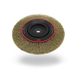 JAZ 23500 Wheel Brush, 6 in Brush Dia, 3/4 in Face Width, 0.012 in Filament/Wire Diameter, Crimped, 3/4 to 7/8 in Arbor Hole