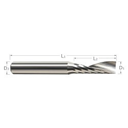 Square End Mill, 1/4 in Diameter Cutter, 3/4 in Length of Cut, 1 Flutes, 1/4 in Shank Diameter, 2-1/2 in Overall Length