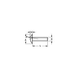 Solid Rivet, 1/4 in Dia, 1/2 in Length, Round, Aluminum