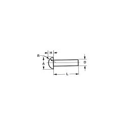 S0125R01000 Solid Rivet, 1/8 in Dia, 1 in Length, Round, Steel