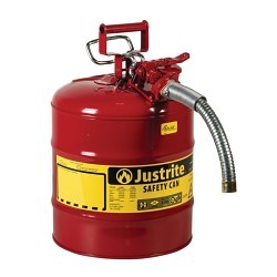 Justrite® 7250130 Safety Can, 5 gal, 1 in Dia, 9 in Height, 24 ga Galvanized Steel, Red