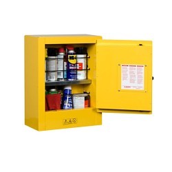 Justrite® 890200 Flammable Cabinet, 22 in Height, 17 in Width, 8 in Depth, Manual Door, 1 Doors, 1 Shelves, 18 ga CR Steel, Yellow