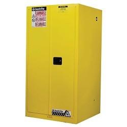 Justrite® 896000 Flammable Safety Cabinet, 60 gal, Padlockable, 65 in Height, 34 in Width, 34 in D, Manual Door, 2 Doors, 2 Shelves, CR Steel, Yellow