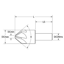 KEO Cutters KEO 55027 Countersink, 5/8 in Body Dia, 1/4 in Shank Dia, 6 Flutes, 82 deg Included Angle, High Speed Steel