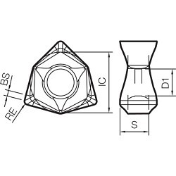 KYOCERA KYOCERA 8842376 Milling Insert, WNMU Insert, 80608 Insert, Carbide, Manufacturer's Grade: PR1535, (M) Austenitic Stainless Steel, (M) Precipitation Hardened Stainless Steel, (S) Titanium Alloy Material Application, Trigon Shape