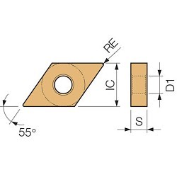 KYOCERA KYOCERA TSJ00974 Turning Insert, DNMG Insert, 1104 Insert, Diamond Shape, Positive Rake, Cermet, Manufacturer's Grade: TN60