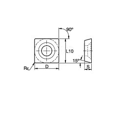 Kennametal® 1157518 Milling Insert, SDEB Insert, 2.61.52 Insert, Carbide, Manufacturer's Grade: KC735M, Steel, Stainless Steel Material Application, Square Shape