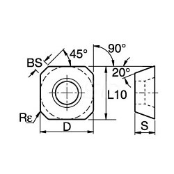 Kennametal® 1180961 Milling Insert, SEHW Insert, 43 Insert, Carbide, Manufacturer's Grade: KC725M, Steel, Stainless Steel, Super-Alloys, Titanium Material Application