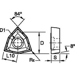 Kennametal® 81505182 Drill Insert, 0.148 in Thickness, Manufacturer's Grade: KC7140