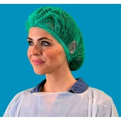 Keystone® Adjustable Cap 111NWI-10-24-GREEN Bouffant Cap, Disposable, Green, Polypropylene Pleated, 24 in Dia