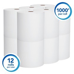 Kimberly-Clark Professional™ Scott® Essential 01005 Paper Towel Roll, Recycled Hardwound, 8 in, 1 Ply, Paper, White, 8 in Width