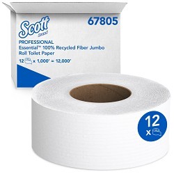 Kimberly-Clark Professional™ Scott® Essential 01010 Paper Towel Roll, Jumbo Toilet, 3.27 in, 2 Ply, SO Paper, White, 3.27 in Width