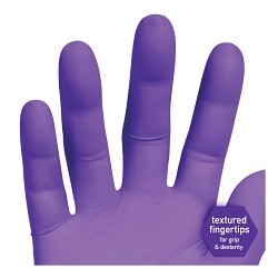 Kimberly-Clark* 55083 Disposable Gloves, Large, #9, Nitrile™ Polymer, Purple, 9-1/2 in Length, Non-Powdered, Textured, 6 mil THK