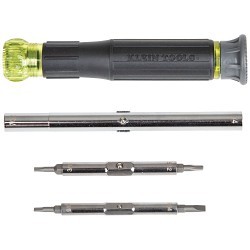 Klein® 32314 14-in-1 Precision Multi-Bit Screwdriver/Nutdriver, 8 Pieces, #00 to #0, 3/32 to 1/4 in, T7 to T15 Range, Cushion Grip Handle, Steel