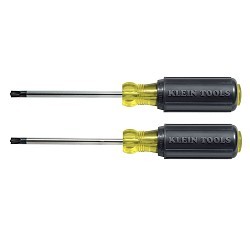 Klein® 32378 Screwdriver Set, SAE, 2 Piece, No Insulated, #1 and #2 combination tip Screwdriver Types Included, Alloy Steel, Chrome Plated