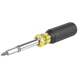 Klein® 32500MAG 11-in-1 Magnetic Screwdriver/Nutdriver, 3/8 in, 5/16 in, 1/4 in, Cushion Grip Handle, Black/Yellow Handle, Yes Magnetized Tip