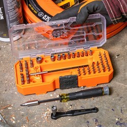 Klein® 32787 Precision Screwdriver and Ratchet Set, 64 Pieces, Steel