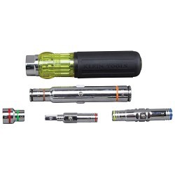 Klein® 32807MAG 7-in-1 Multi-Bit Screwdriver/Nutdriver, 1/4 in, 5/16 in, 11/32 in, 3/8 in, 1/2 in, 7/16 in, 9/16 in, Cushion Grip Handle, Black Handle, Yes Magnetized Tip