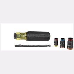Klein® 32910 7-in-1 Socket Set, 6 Points, 1/4 in Drive, 7 Pieces, Hex, Included Socket Size: 1/4 in, 5/16 in, 3/8 in, 7/16 in, 1/2 in, 9/16 in