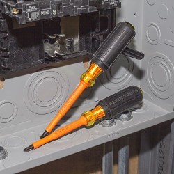 Klein® 33532-INS Screwdriver Set, SAE, 2 Piece, Yes Insulated, No Magnetized Tip, Slotted and Phillips Screwdriver Types Included, Induction Hardened Steel, Chrome Plated