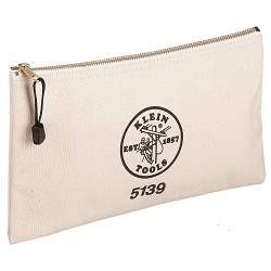 Klein® 5139 Canvas Tool Pouch, Zipper, Canvas, Natural