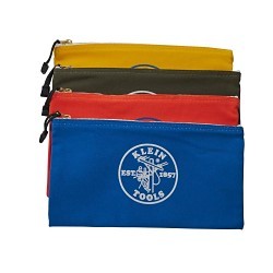 Klein® 5140 Assorted Zipper Bag, #10 Canvas, Olive/Orange/Royal Blue/Yellow