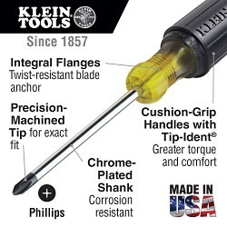 Klein® 603-7 Screwdriver, Steel, #2 Tip, 11-5/16 in L