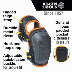 Klein® 60491 Knee Pad, PE/TPE/Polyester/PU/EVA/Neoprene/Nylon/Iron/Natural Rubber Latex Cap, Buckle Closure