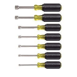 Klein® 631 Nut Driver Set, SAE, 3/16 to 1/2 in, 7 Piece, 6-3/4 to 5-5/16 in Overall Length, Cushion Grip