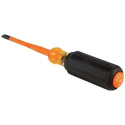 Klein® 6924INS Slim-Tip Screwdriver, 1/4 in Cabinet Point, 8.31 in OAL, Rubber Handle, ASTM F-1505-16, IEC 60900:2018
