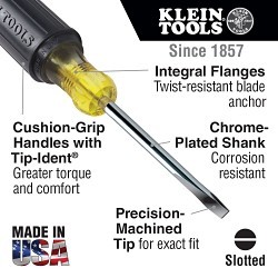 Klein® 85071 Screwdriver Set, SAE, 2 Piece, No Insulated, 5/16 Inch Cabinet-Tip and one #2 Phillips-Tip Screwdriver Types Included, Steel, Chrome Plated