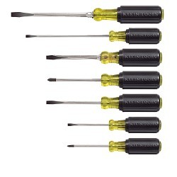 Klein® 85076 Screwdriver Set, SAE, 7 Piece, No Insulated, 7 Cushion Grip Screwdrivers