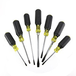 Klein® 85076 Screwdriver Set, SAE, 7 Piece, No Insulated, 7 Cushion Grip Screwdrivers