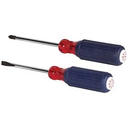 Klein® 85442RWB Screwdriver Set, SAE, 2 Piece, No Insulated, No Magnetized Tip, 1/4 in (0.6 cm) Keystone Tip; #2 Phillips Screwdriver Types Included, Steel, Chrome Plated