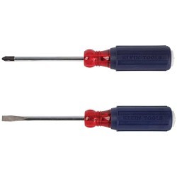 Klein® 85442RWB Screwdriver Set, SAE, 2 Piece, No Insulated, No Magnetized Tip, 1/4 in (0.6 cm) Keystone Tip; #2 Phillips Screwdriver Types Included, Steel, Chrome Plated