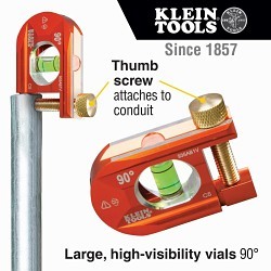 Klein® ACCU-BEND™ 935AB1V Conduit Level, 2-1/2 in L x 1.48 in W, 90 deg Vial Position, Aluminum