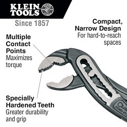 Klein® D504-7 Pump Plier, Quick-Adjust Klaw, Unique Jaw, 1.375 in Jaw