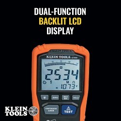 Klein® ET600 Digital Insulation Resistance Tester, 1000 VAC/VDC, 4000 Count LCD Display, CAT IV 600 V/CAT III 1000 V