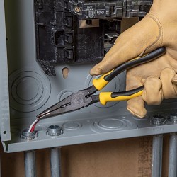 Klein® J203-8N Needle Nose Plier, 2.32 in Jaw Length, 1.02 in Jaw Width, Steel Jaw, 8.42 in Overall Length