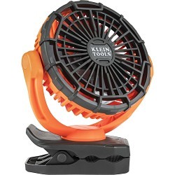 Klein® PJSFM1 Jobsite Cordless Fan, 5 V, 2 Speed, Center, at17.7 in (45 Cm), High Min 10.5 ft/Sec (3.2 M/Sec), Low Min 8.2 ft/Sec (2.5 M/Sec)