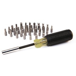 Klein® 32510 Magnetic Screwdriver with 32 Tamperproof Bits, Measurement System: Imperial, Metric, TORX, 33 Piece, No Insulated, Magnetized Tip: Yes, Yes Screwdriver Types Included, Alloy Steel, Polished Chrome