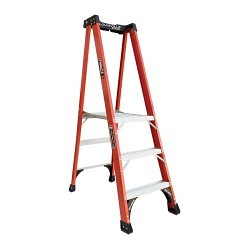 Louisville® FXP1803HD Platform Stepladder, 75.3 in Ladder Height, 375 lb Load, Fiberglass, 14-1/2 in Platform Width