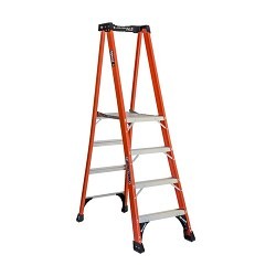 Louisville® FXP1804HD Platform Stepladder, 87.3 in Ladder Height, 375 lb Load, Fiberglass, 14-1/2 in Platform Width