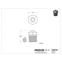 MCMASTER-CARR® 1093K53 Pressure Relief Valve, 1/8 in Nominal, FNPT, 80 - 140 psi, Steel Body